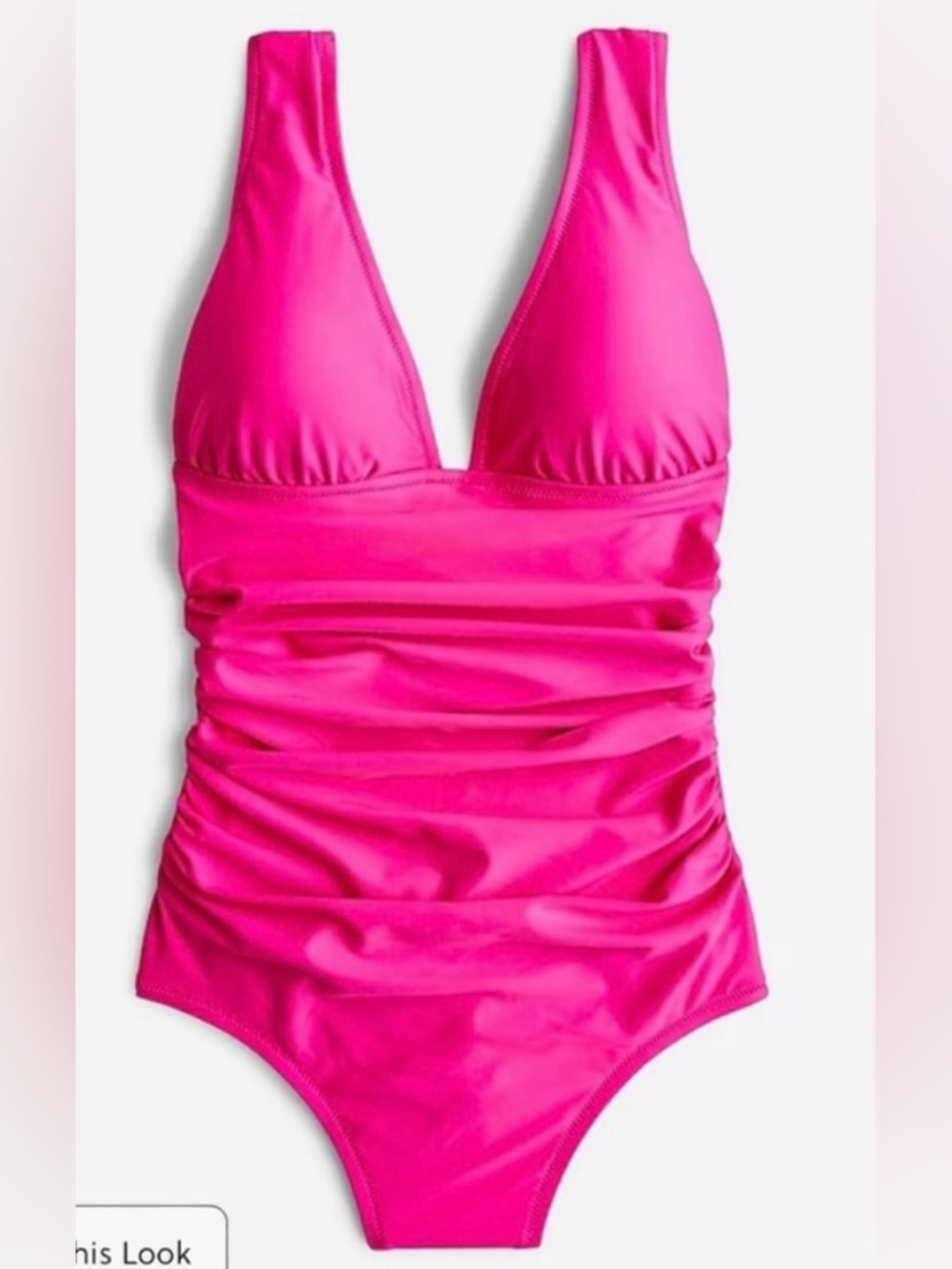 J.Crew ruched V-neck one-piece in radiant Fuschia - Picture 6 of 14